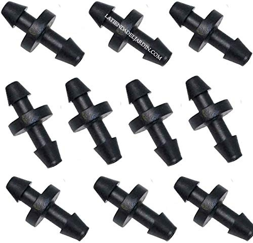 Suinga Pack 100 ENLACE MICROTUBO 4,5mm. Enlace recto para unir microtubo de 3 x 5 mm, y 4,5 x 6,5mm. Color negro. Accesorio utilizado en riego por goteo