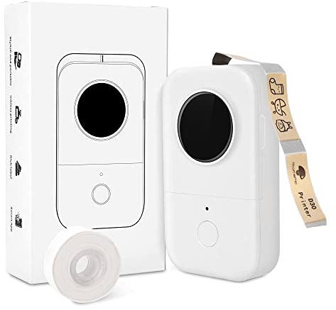 Phomemo D30 Etikettiergerät, Bluetooth Etikettendrucker Beschriftungsgerät Selbstklebend, Thermo Label Printer Geeignet für Zuhause, Schule, Büro, Etikettiergeraet für Smartphones und Tablets, Weiß