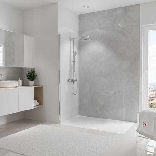 Schulte DecoDesign Wandverkleidung Softtouch, Stein Beton-Grau, 255 x 150 cm, 3 mm Aluminium-Verbundplatte, fugenlos, pflegeleicht, vielseitig einsetzbar