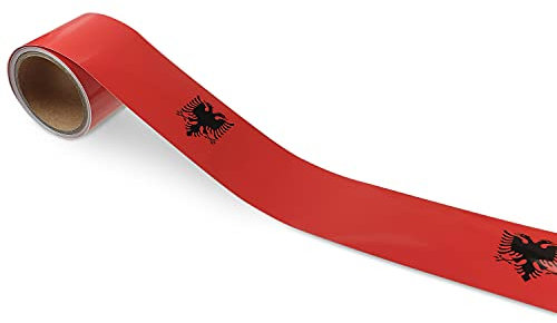signodoo® Selbstklebende Albanienflagge | EM & WM Länderflaggen | Flaggen für Auto, Fenster & Anderen Oberflächen | Albania | Nationalflagge | Aufkleber | 5,6 m x 8,0 cm