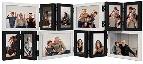 SUMGAR Cornice portafoto Collage nero/bianco multiplo 10x15cm/4x6inch Cornice portafoto da tavolo con vetro HD trasparente Cornice portafoto commemorativa da tavolo moderna semplice e pieghevole