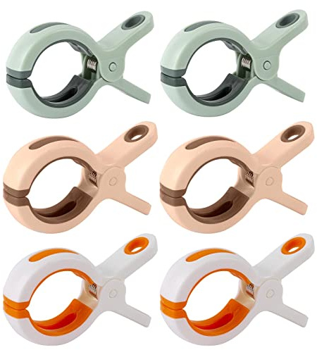 AYNKH 6 Pcs Large Beach Towel Clips, Windproof Quilt Holder Strong Grip Washing Clothes Pegs for Blanket Swimsuits Curtains
