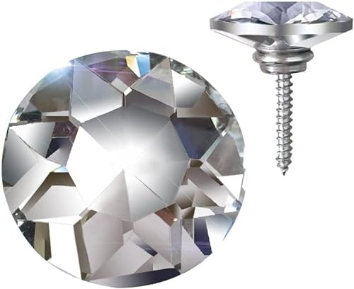 ANVALI Polstermöbelnägel Sofa-Nägel, Sofaknöpfe, runder Diamant, klarer Kristall, Polsterknöpfe for Sofadekor, 50 Stück (Color : Screw Button, Size : 25mm) (Color : Screw Button)