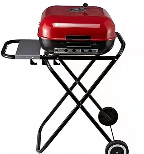 JOSBY Parrilla de carbón portátil, Parrilla de Barbacoa Plegable Resistente con Ruedas y Tapa esmaltada, Parrillas de Cocina al Aire Libre y ahumadores para Barbacoa, Camping, Patio, Picnic