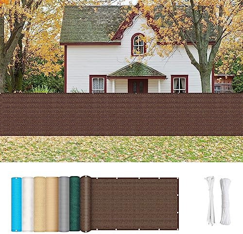 Balkon Sichtschutz Balkonabdeckung 100 x 650 cm Reißfest UV-Schutz atmungsaktiv Balkonverkleidung Balkonbespannung mit Kabelbinder Ohne Bohren für Balkongeländer Garten, Braun