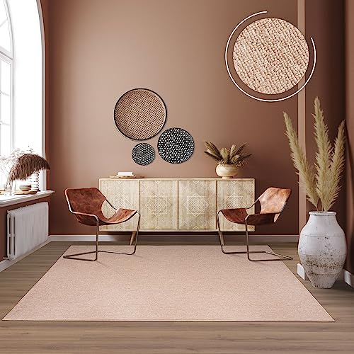 TT Home Waschbarer Wohnzimmer Teppich Esszimmer Kurzflor Unifarben Melierte Optik Modern, Farbe:Beige, Größe:200x280 cm