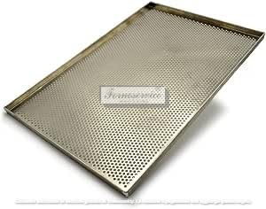 Teglia da forno forata 60x40x2h cm, con foro diametro Ø 5 mm. Teglia professionale.