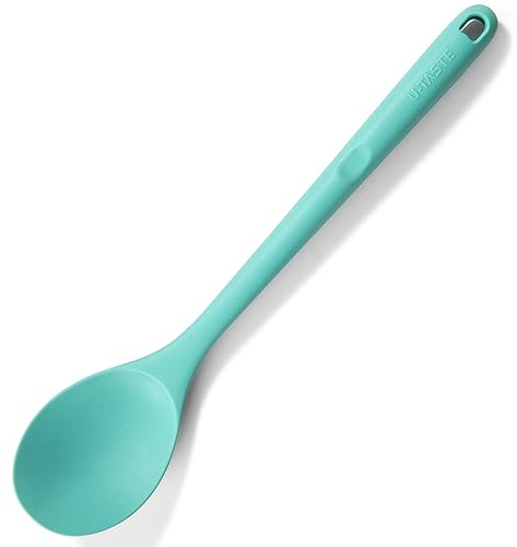 U-Taste 33,9 cm Cuchara sólida de silicona, calor hasta 315℃, Aqua Sky | Cuchara antiadherente sin costuras para servir para mezclar