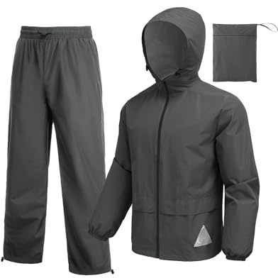 COOFANDY Rain Jacket Pants Suits for Men Women Waterproof Lightweight Rain Gear Coat Workwear