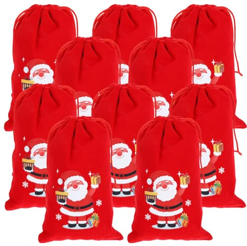 KOMBIUDA 10st Samtbeutel Mit Kordelzug Taschen Zum Verpacken Von Geschenken Weihnachtsstrumpftaschen Weihnachtsschmuckbeutel Schmuck-geschenktüten Weihnachtsgeschenke Stoff Sack Süssigkeit