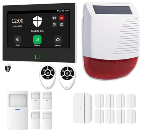 ALLARME CASA WIRELESS Sistema di allarme senza fili Antifurto casa wireless con sirena esterna solare Wi-Fi 4G GSM