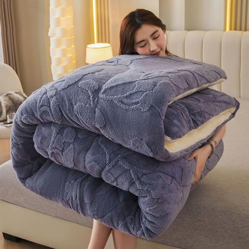 Couette d'hiver, couette chaude, couverture épaisse en cachemire d'agneau, couette d'hiver douce et chaude, lit double épais et chaud, couverture chaude en flanelle moelleuse ( Color : E , Size : 150x