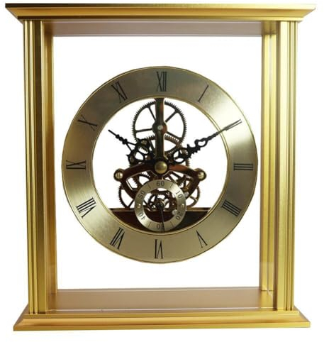 Surakey Retro Tischuhr Römische Zahlen, Schreibtisch Deko Wecker, Gold Tischuhr Vintage Groß Dekor,Modern Table Clock, Skulpturale Uhr für Heimdekoration, Büro, Wohnzimmer, Schlafzimmer