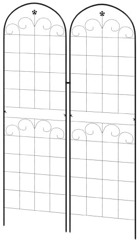 Outsunny Set of 2 Garden Trellis, Metal Trellis for Climbing Plants Support Frames, 50 x 180cm, Floral Design