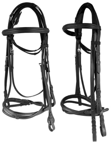 QYMLSH Halfter/Zaumzeugbezug Zaumzeug für Reitpferde Klassischer Wasserzügel Aus Rindsleder Reitzubehör (Color : Black, Size : S)