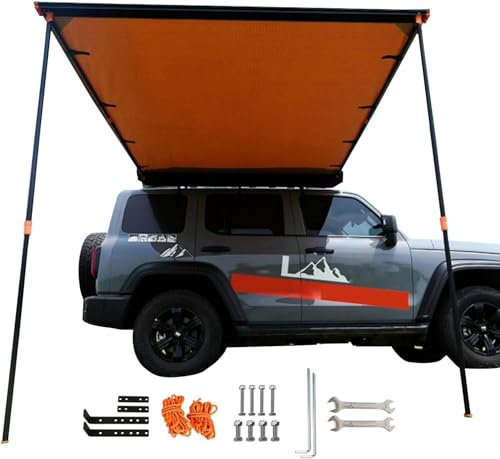 Car Awning Camper Awning 6.6x8.2ft Truck Awning Pull-Out Vehicle Shades Side Awning,Waterproof Overland Awning,UV50+,Height Adjustable,Rooftop Awning Outdoor Camping Travel Beige (Size : 200x300cm/6.