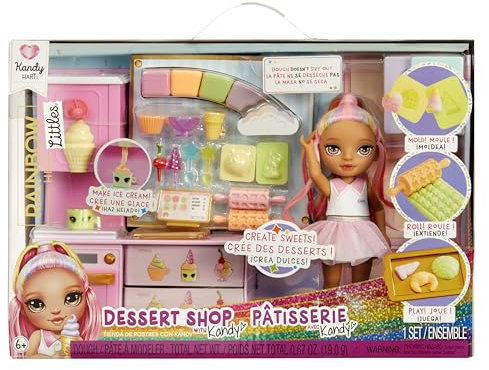 Rainbow High Littles Dessert Shop mit Kandy Spielset - mit Einer 14 cm Kleinen Rosa Puppe, Eiscreme und Süßigkeiten zum Herstellen, für Kinder ab 4 Jahren