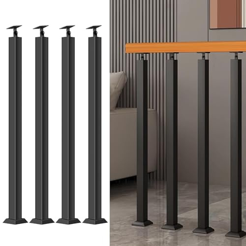 LQSYBHD Paquete de 4 Poste Para Balaustrada De Metal, Poste De Barandilla,columna De Barandilla Para Escaleras Interiores Exteriores,para Chalés, Balcones, Escaleras, Terrazas Y Pati(Size:95cm/37.4in)