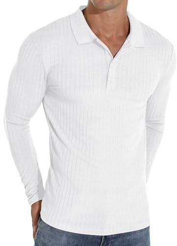 Sailwind Polo Shirts for Men Long Sleeve Tshirts Slim Fit Casual Shirts Classic Stretch Tops Golf Tee