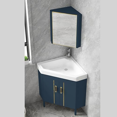 DMMFTERL Eckwaschbecken im Badezimmer, bodenmontierter Badezimmerwaschtisch, Badezimmerwaschtisch mit Waschbecken, Badezimmerwaschtisch-Kombination, Badezimmerwaschtischschrank (Farbe: Norm