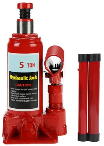 TKSE Cric hydraulique portable vertical 5T - Plage de levage verticale 18-35,5 cm - Cric hydraulique pour transmission pneumatique