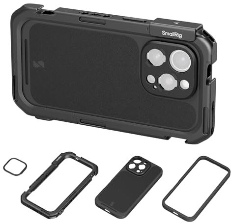 SMALLRIG Mobile Video Cage for iPhone 16 Pro, Case With T-mount Lens Backplate, Support for MagSafe, Quick Release Rig for Videography Recording Vlog - 4828