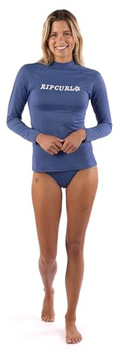 Rip Curl Long Sleeve Rashguard with UPF 50+ Sun Protection Quick Dry, Moisture-Wicking Swim Shirt for Outdoor Activities Maglietta Rash Guard, Navy, M Donna