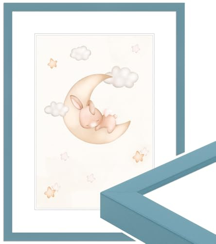 WANDStyle Marco de fotos para dibujos infantiles, Marco 18x24 cm | Moderno Portarretratos pequeño de madera azul claro, Made in Germany - H950