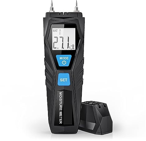 Misuratore di Umidità, Misuratore di umidità del legno digitale Misuratore di umidità del legno Igrometro Rilevatore di umidità del legno Sonda ad alta precisione 0-75% Display LCD per legna da ardere