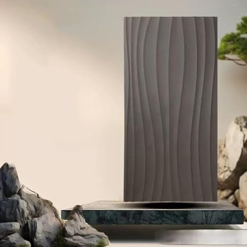 Paneles de Pared 3D para decoración de Interiores de TV, Revestimiento de Paredes para Dormitorio y Cocina, Ladrillos estructurales Ligeros de PU con Textura Ondulada(Gris Oscuro,8PCS)