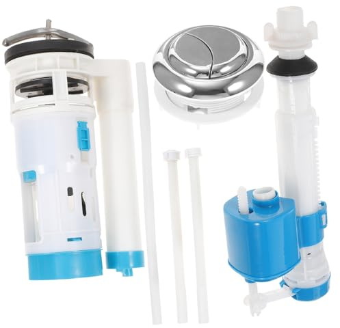Uonlytech Complete Toilet Repair Kit with Fill Valve Ball Valve Dual Flush Button Water-Saving Replacement for Standard Tanks Construction for Home and Office Bathrooms