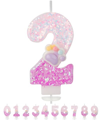 Geburtstagskerzen Zahlen 2,Klaue Geburtstag Kerzen,Rosa Kerzen Geburtstag Zahl 2, Kuchen Topper Dekoration Kuchendeko für Geburtstagsdeko