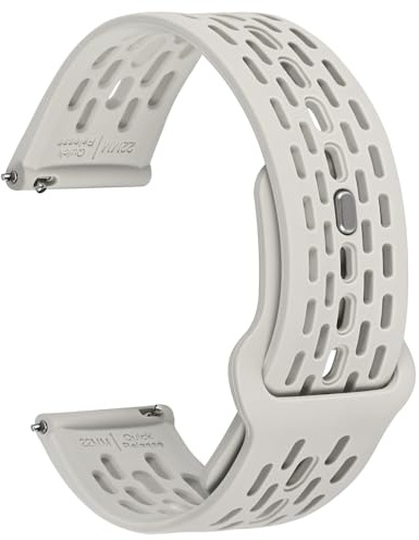 WOCCI 22mm Breathable Hollow Silicone Watch Strap, Quick Release, Replacement Band for Men and Women (Pale)