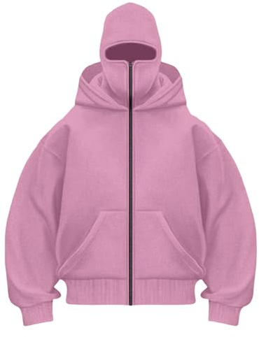 Générique Sweat à Capuche Balaclava Zip Hoodie Zippé Homme Veste Chaude Hoodie Balaclava Cagoule Moto Masque Anti-Vent pour Sports de Plein Air Vélo Manteau Automne et Hiver Sweat À Manches Longues