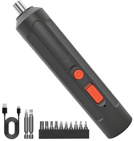 Rechargeable 3.6V Cordless Screwdriver with Piece Bit Set Portable Repair kit with LED Light and USB Cable Electronics Furniture Appliance Model Building Office Home
