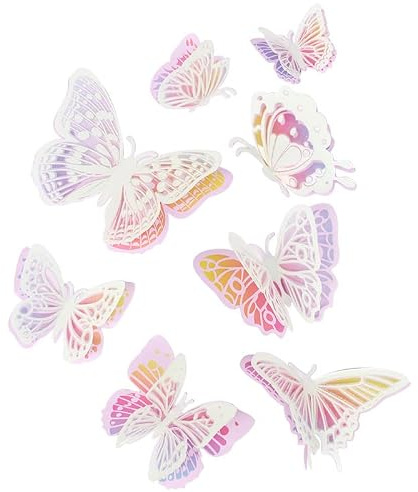 32PCS 3D Butterflies Wall Stickers, Glow in the Dark Butterfly Decorations for Wedding Party Home Decor, Self-Adhesive Removable Decorative Stickers for Walls, Windows (Pink)