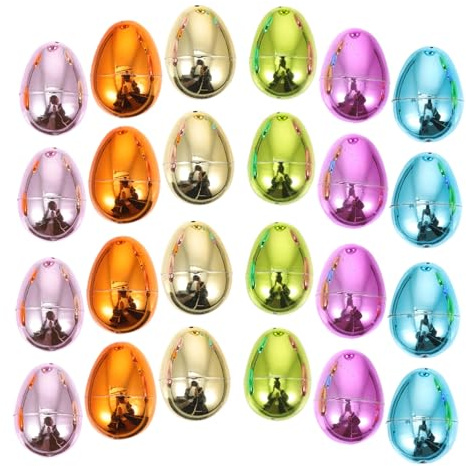 LALAFINA 24 Pezzi Uovo di Pasqua in Plastica da 6 Cm, Decorativo e Facile da Aprire, Design Versatile Riempibile, per Cacce alle Uova e Decorazioni Pasquali