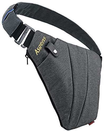 Asgens Umhängetasche Sport Brusttasche Praktische Anti-Diebstahl-Sicherheits Wasserdichte Umhängetasche Tragbar für Jugendliche und Erwachsene Reisen im Freien（Grau/Für Rechtshänder）