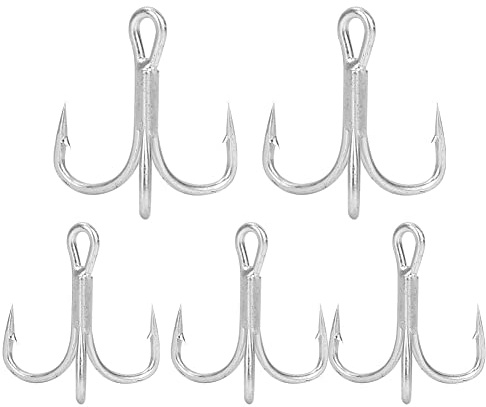 Hochwertige Rundbogen Drillinge f¨¹r Salzwasser und S¨¹?Wasser Angeln, 10er Pack Gr??e 1/0, Professionelle Angelhaken mit scharfer Spitze, Angelzubeh?r f¨¹r Meeres- und S¨¹?wasserfischen