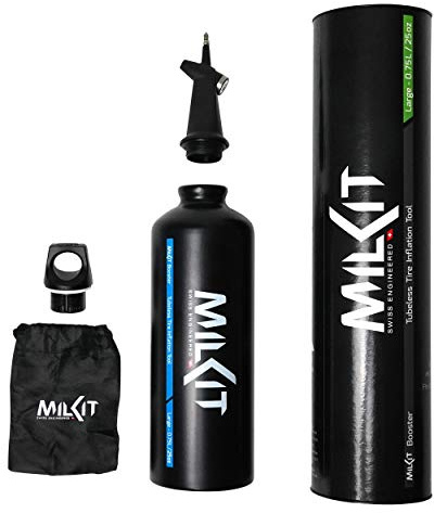 MilKit Tubeless Booster Kit – det prisbelönta Tubeless Tire Booster-setet – mobilt tubeless däck reparationssats för vägcykel och MTB