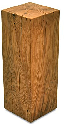 ms factory Holzblock Eiche Massiv - Handgefertigter Holzklotz - Rustikale Holzsäule - Beistelltisch Hocker Dekosäule - 15 x 15 x 40 cm