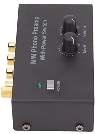 minifinker Preamplificador de Tocadiscos Phono, Enchufe Europeo 100‑240 V, Profesional Electrónico, PP500, Preamplificador de Phono, Estéreo con Adaptador de CC de 12 V para Portátiles