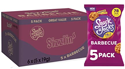 Snack A Jacks Sizzlin Barbecue Multipack Rice Cakes Crisps 5 x 19g