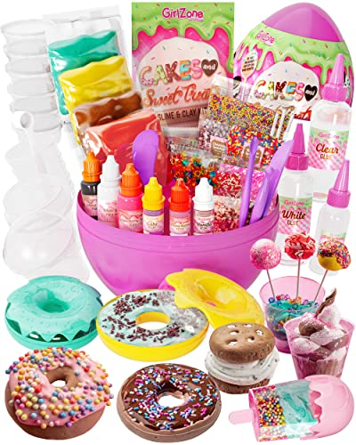 GirlZone Regalos para Niñas Huevo Sorpresa de Slime Tartas y Dulces Kit de Slime y Arcilla para hacer Slime con Aromas Mantequilla, Helado y más Cakes & Sweet Treats Slime Egg