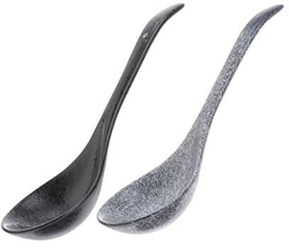 2 Pcs Ceramic Spoon Dessert Spoons Soup Spoons Black Flatware Korean Ramen China Spoon Basting Spoon Kitchen Spoons Porridge Spoons Old Fashioned Tablespoon Vietnam Gravy