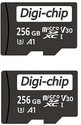 Digi-Chip MicroSD Memory Card UHS-1 U3 Class 10 V30 High Speed Micro SD Memory Card for Phones, Drones, Cameras, Dash Cams, Laptops (256GB Twin Pack)