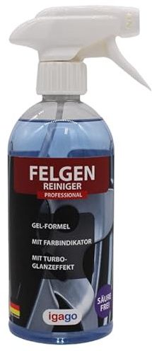Felgenreiniger Profi Qualität, mit Farbindikator, Säurefrei, IGAGO Made in Germany I kraftvoller Felgenreiniger zur effektiven Reinigung von Stahlfelgen und lackierten Aluminiumfelgen
