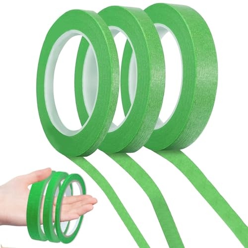 YzmrBdqc Fine Line Lot de 3 rouleaux de ruban adhésif d'artiste 3 mm/7 mm/12 mm de large x 22 yards de ruban adhésif auto-adhésif imperméable pour peinture de voiture, peinture et bricolage