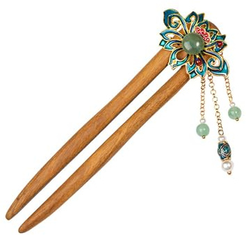Handmade Long Wood Hair Sticks Chopsticks Hairpin with Gemstone for Women Curly or Straight Thick Hair Fashion Hair Accessory (⑨)