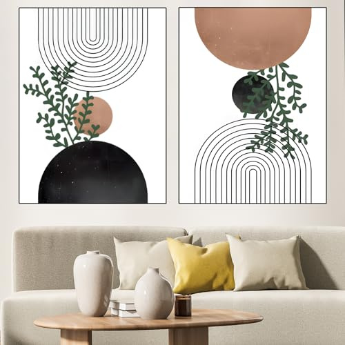 WZXGHE Quadri su tela astratti,set di poster moderne bohémien botanico, soggiorno, camera da letto Poster decorativi, senza cornice (B, 2x40x60cm, Senza cornice)